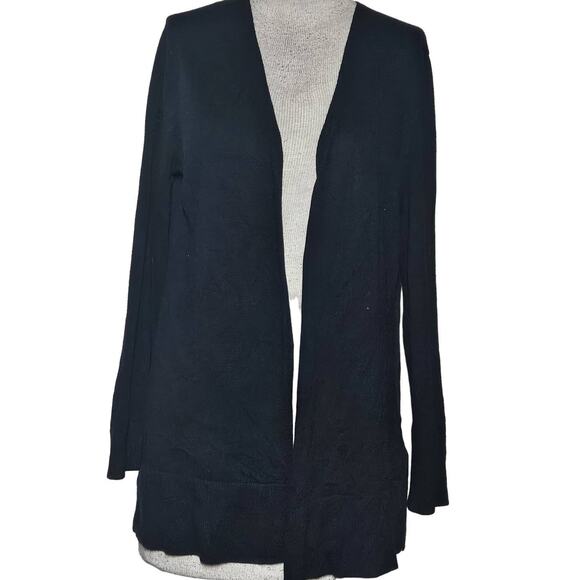 Simple Black Cardigan Sweater Size Large - Picture 1 of 4